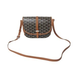 Goyard Belvedere Shoulder Bag Leather Black Brown